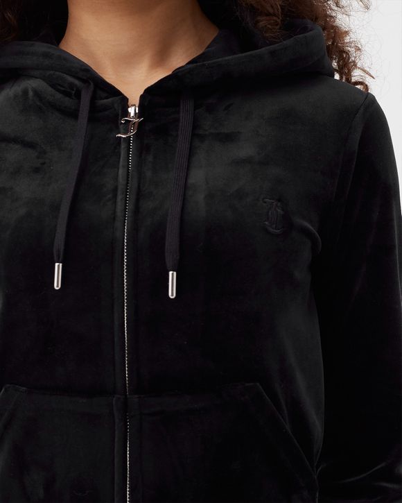 Black velour discount zip up hoodie