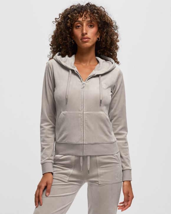 Juicy Couture Classic Velour Robertson Zip Hoodie Grey STRING