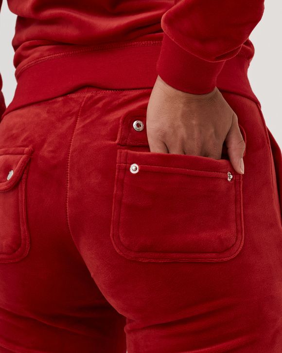 del ray classic velour pant red