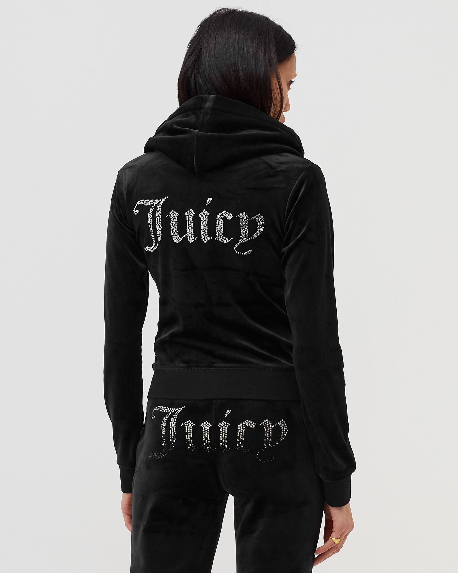 WMNS CLASSIC VELOUR HOODIE WITH DIAMANTE BRANDING