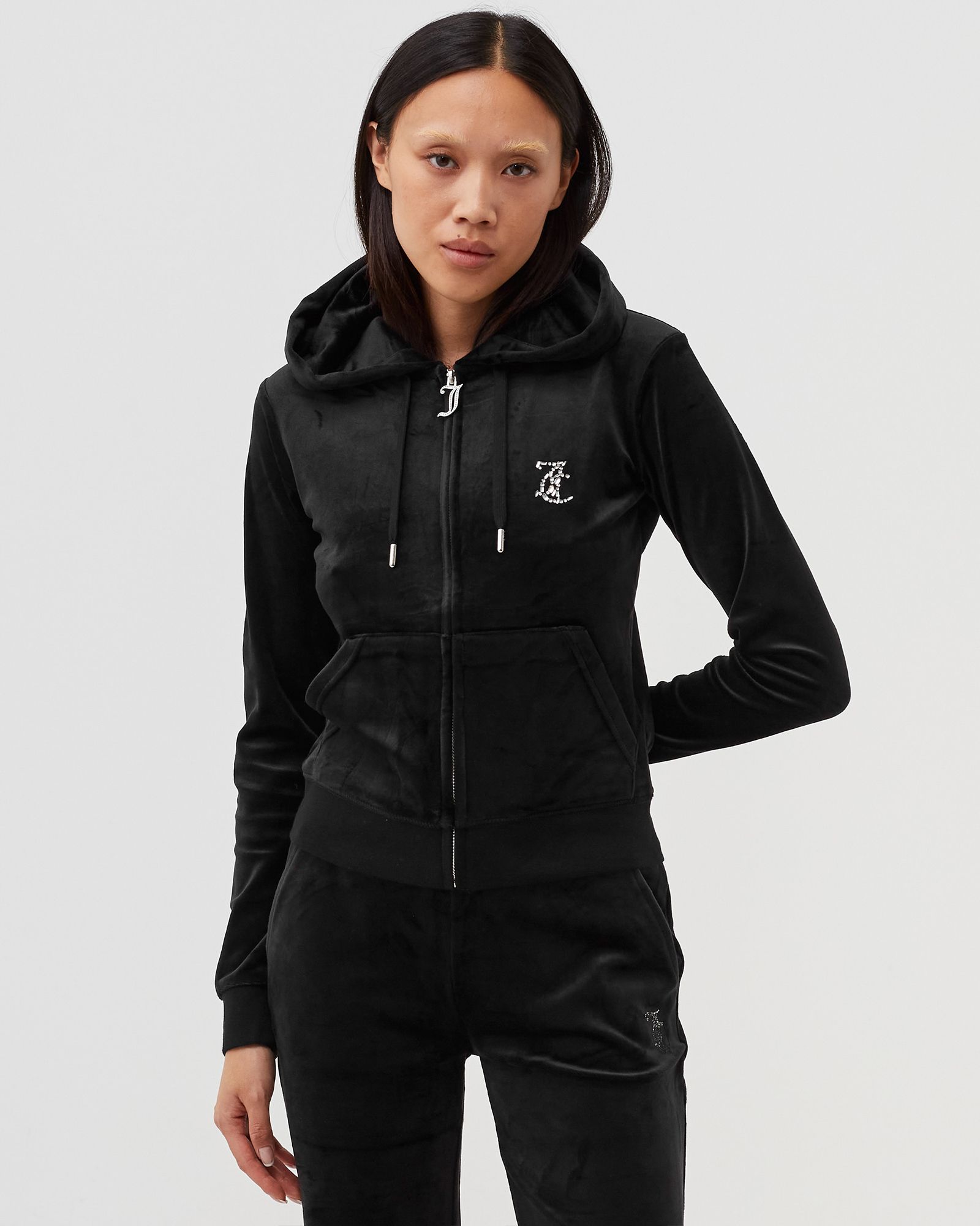 WMNS CLASSIC VELOUR HOODIE WITH DIAMANTE BRANDING