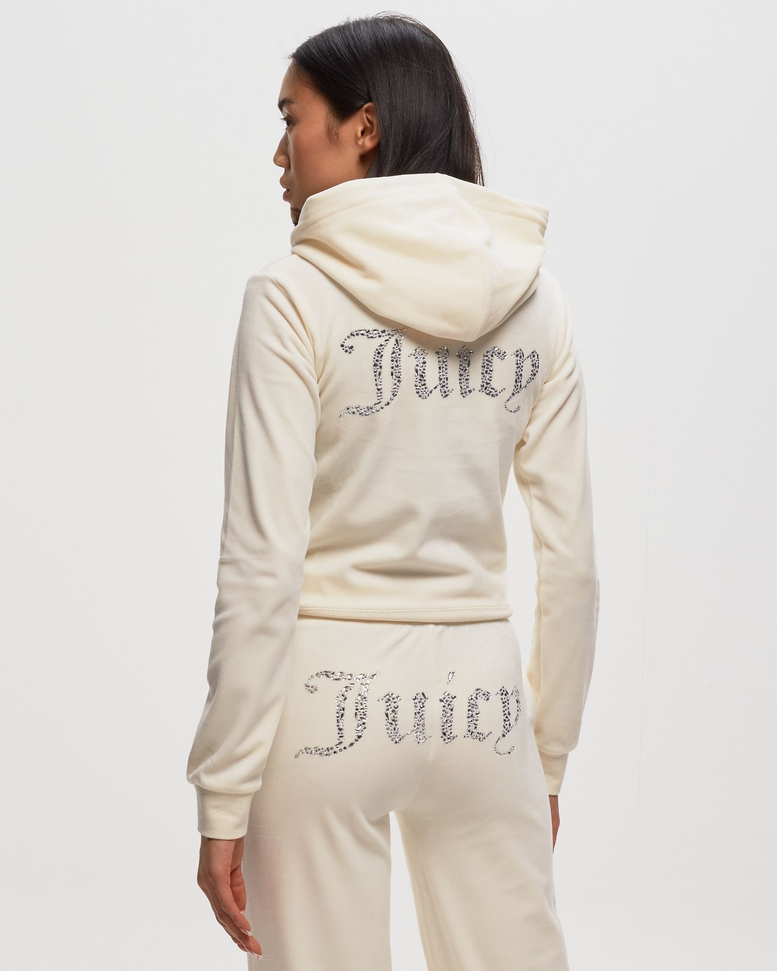 WMNS CLASSIC VELOUR HOODIE WITH DIAMANTE BRANDING