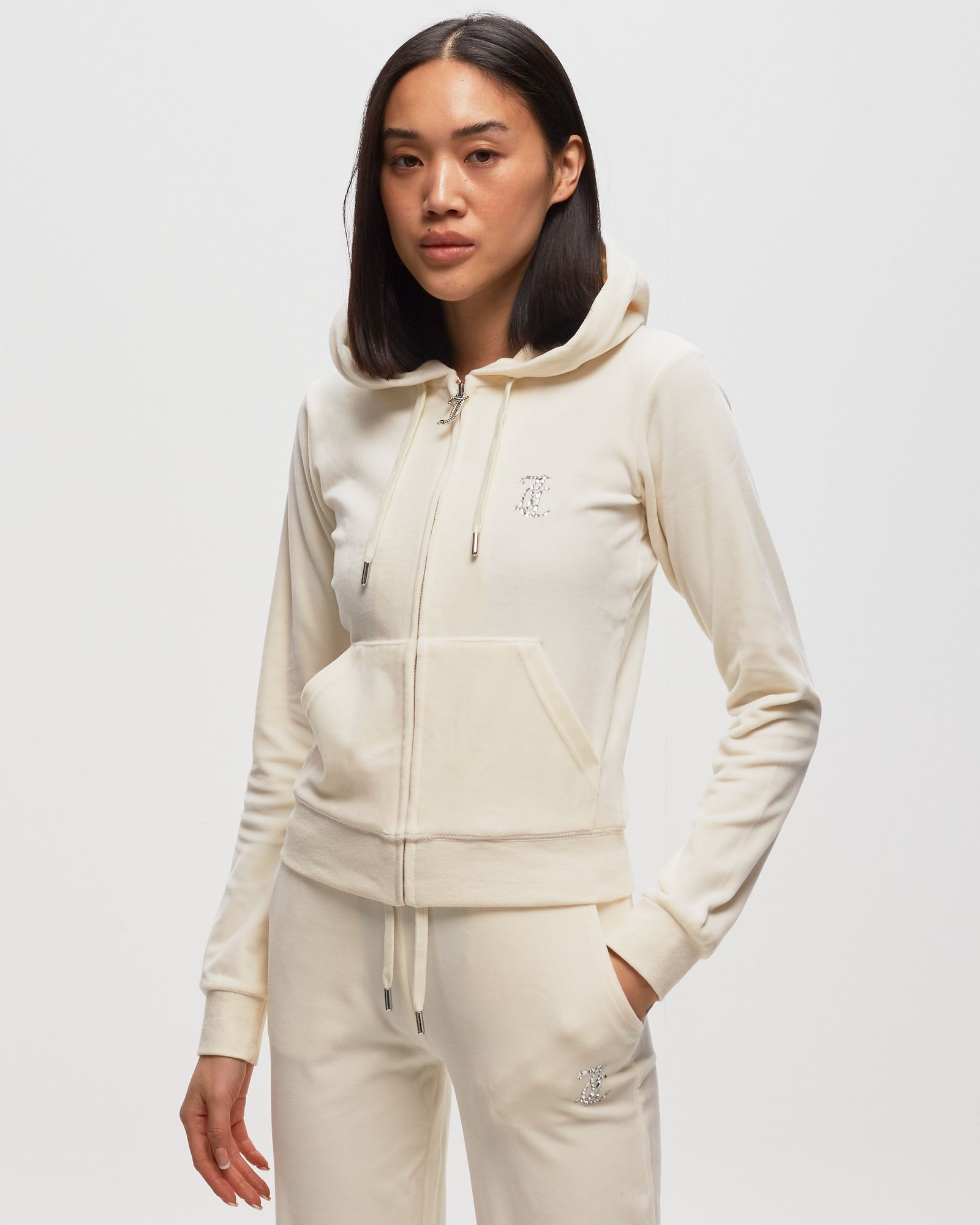 WMNS CLASSIC VELOUR HOODIE WITH DIAMANTE BRANDING