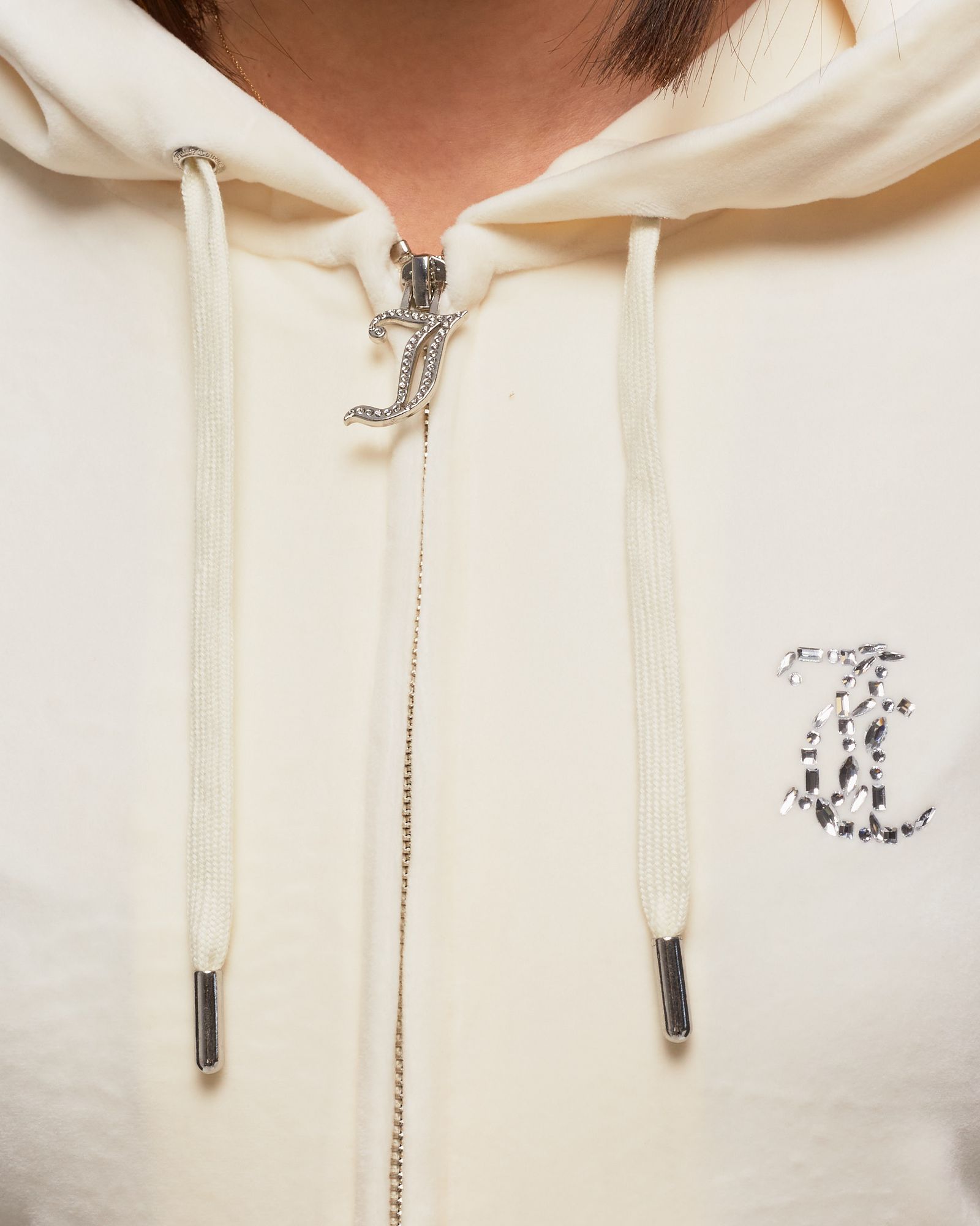 WMNS CLASSIC VELOUR HOODIE WITH DIAMANTE BRANDING