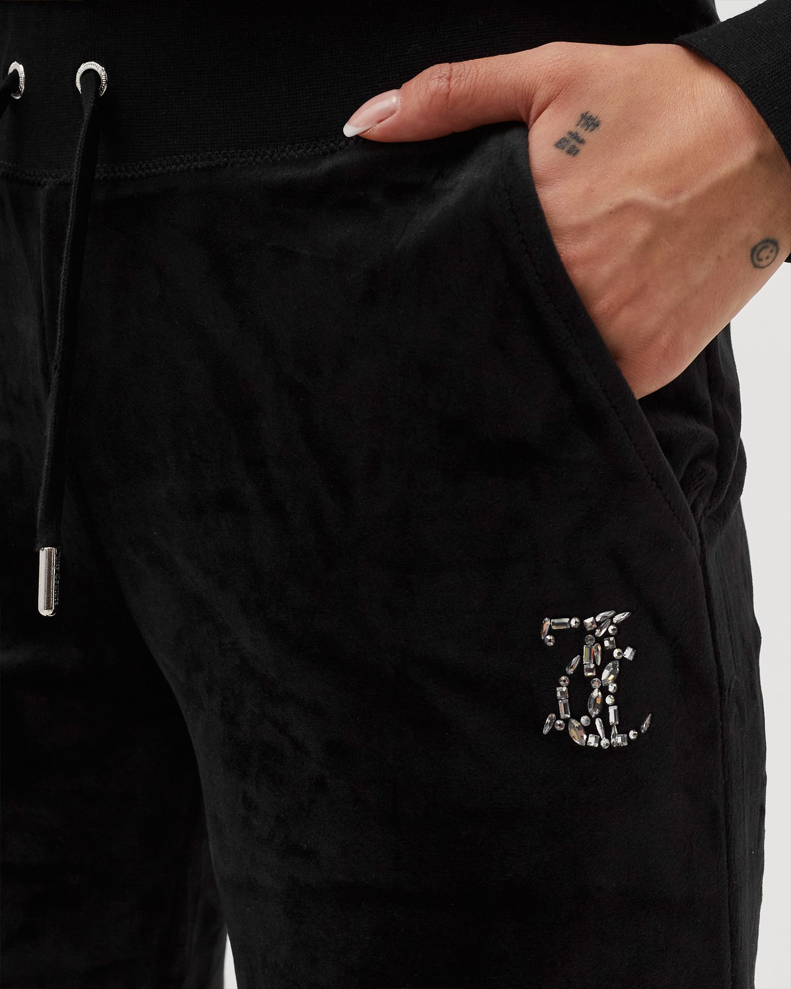 WMNS CLASSIC VELOUR TRACKPANT WITH DIAMANTE BRANDING
