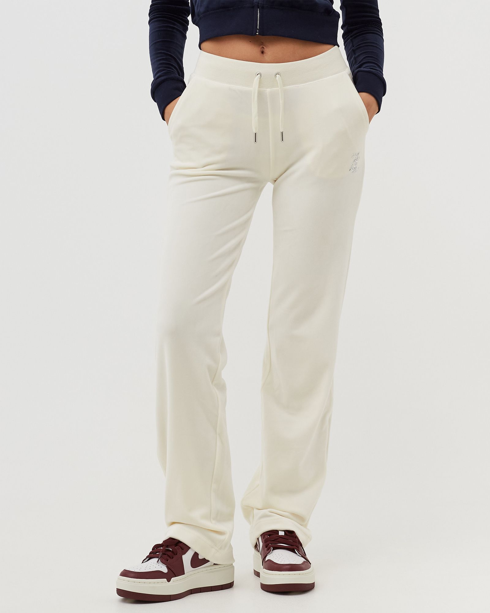 WMNS CLASSIC VELOUR TRACKPANT WITH DIAMANTE BRANDING