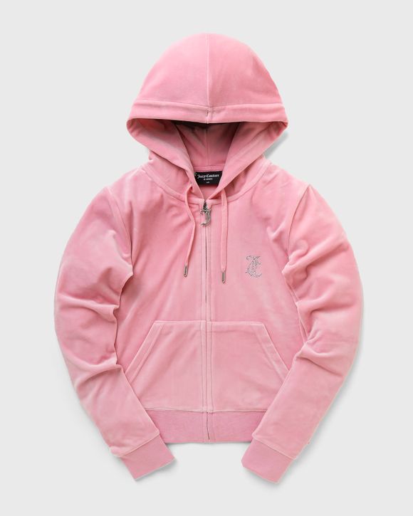 Juicy Couture VELOUR HOODIE WITH HEART DIAMANTE Pink