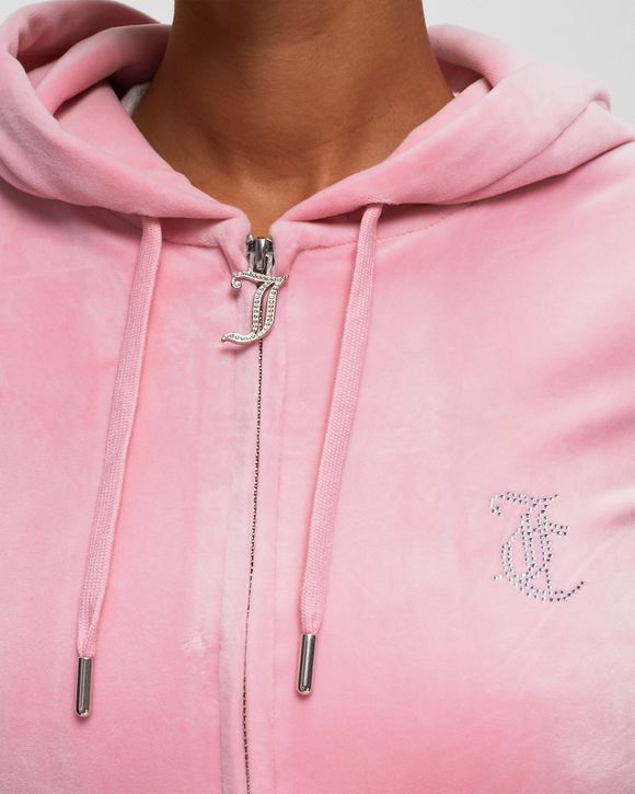 Juicy Couture VELOUR HOODIE WITH HEART DIAMANTE Pink