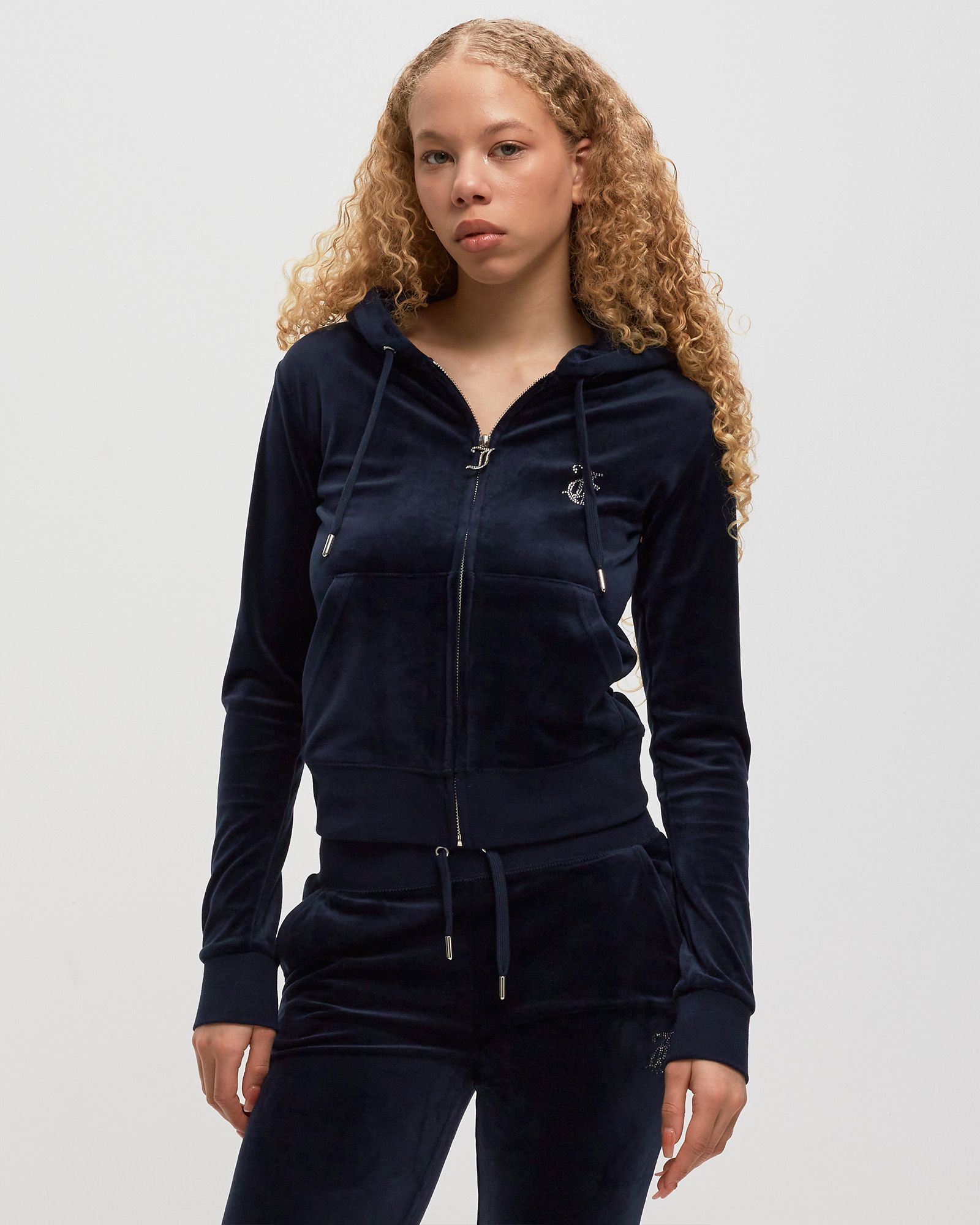 WMNS CLASSIC VELOUR HOODIE WITH DIAMANTE BRANDING