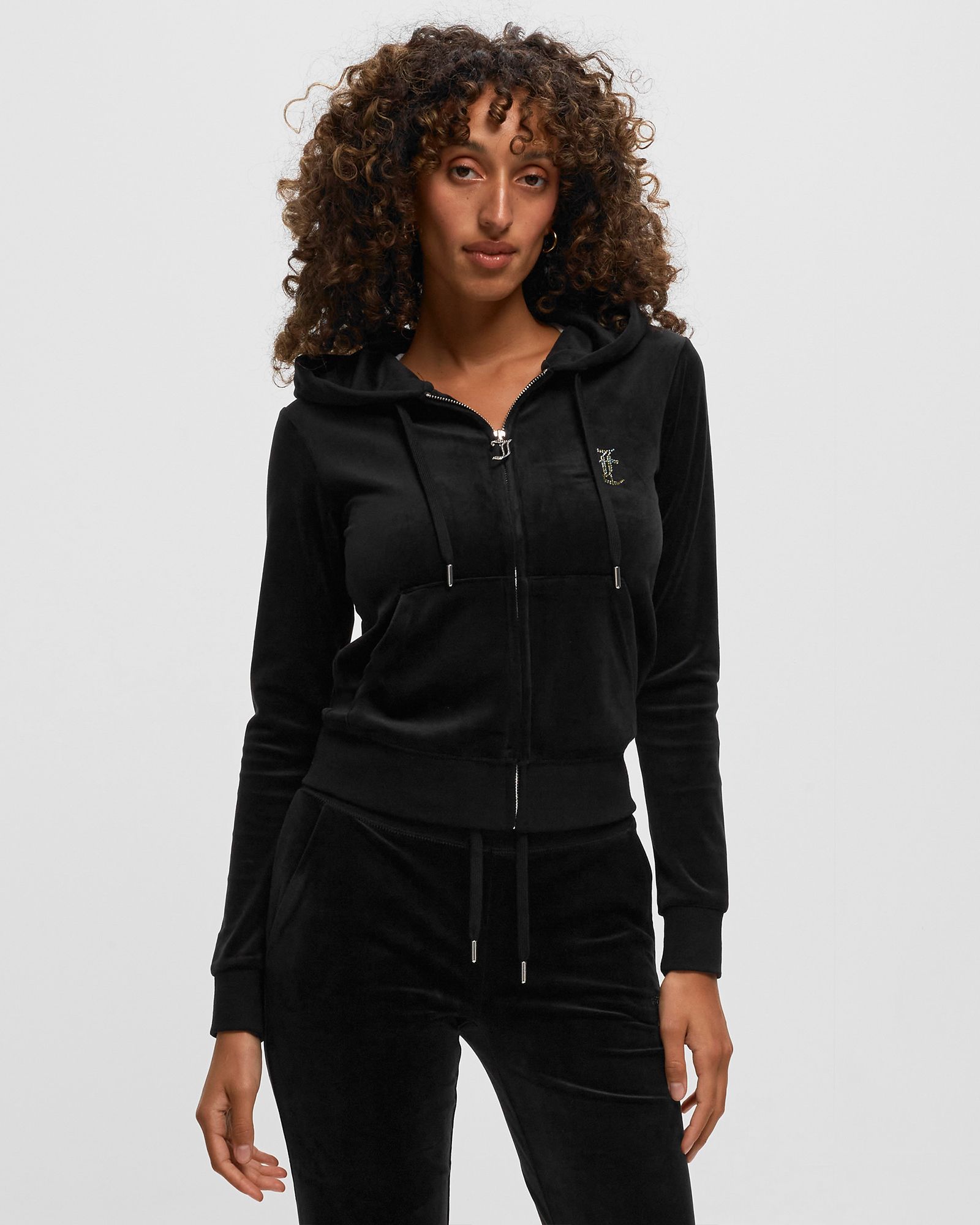 WMNS CLASSIC VELOUR HOODIE WITH DIAMANTE BRANDING
