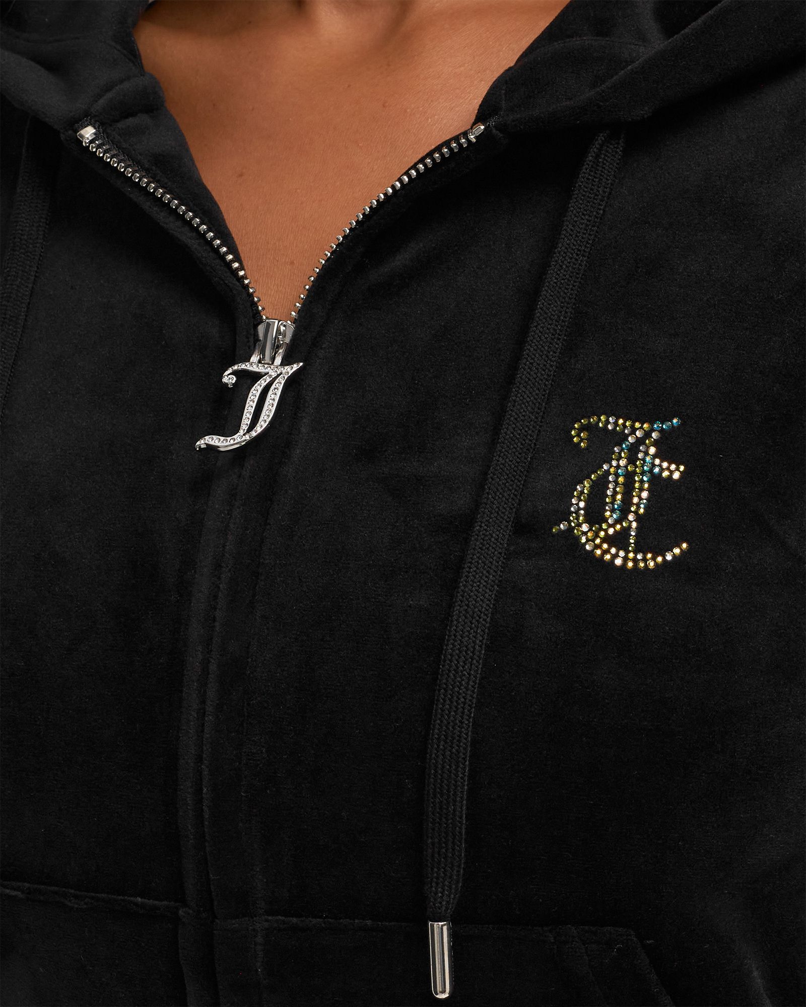 WMNS CLASSIC VELOUR HOODIE WITH DIAMANTE BRANDING