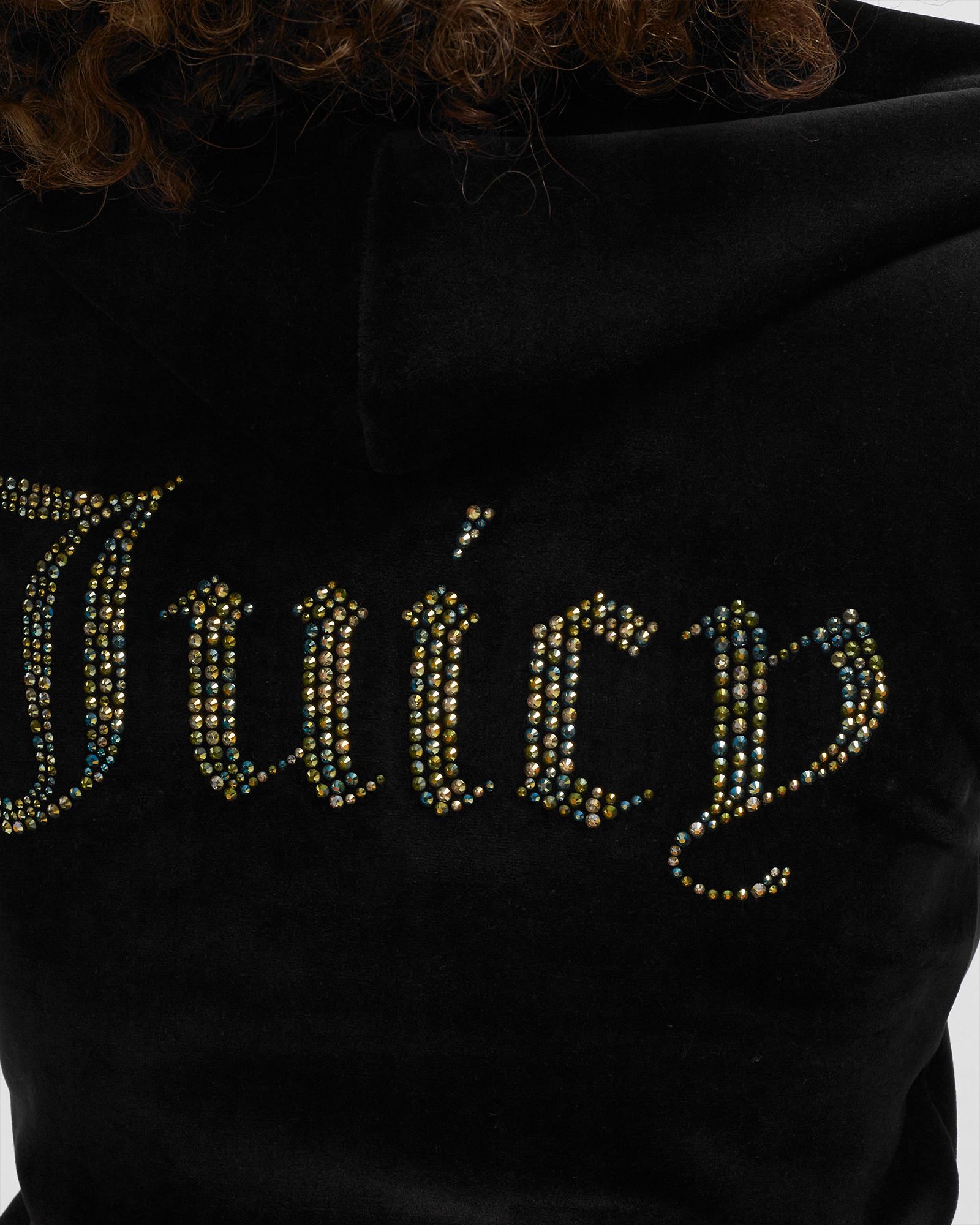 WMNS CLASSIC VELOUR HOODIE WITH DIAMANTE BRANDING