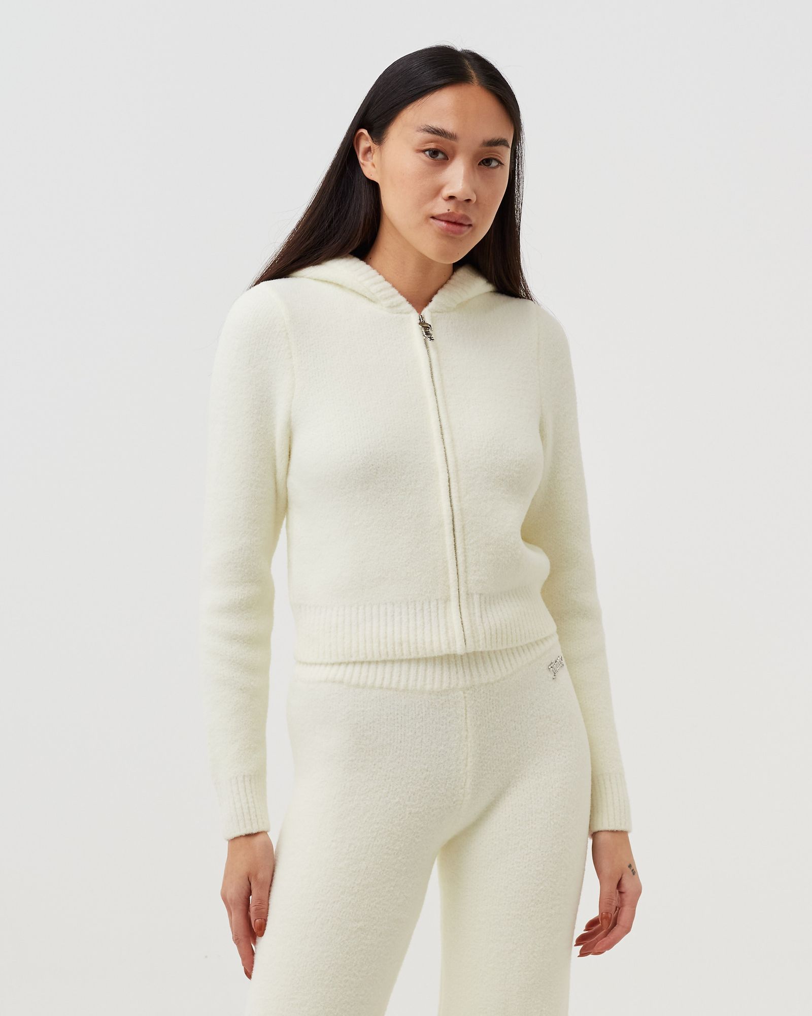 WMNS LAVENDER HOODIE KNITTED RIB ZIP CHARM HOODIE