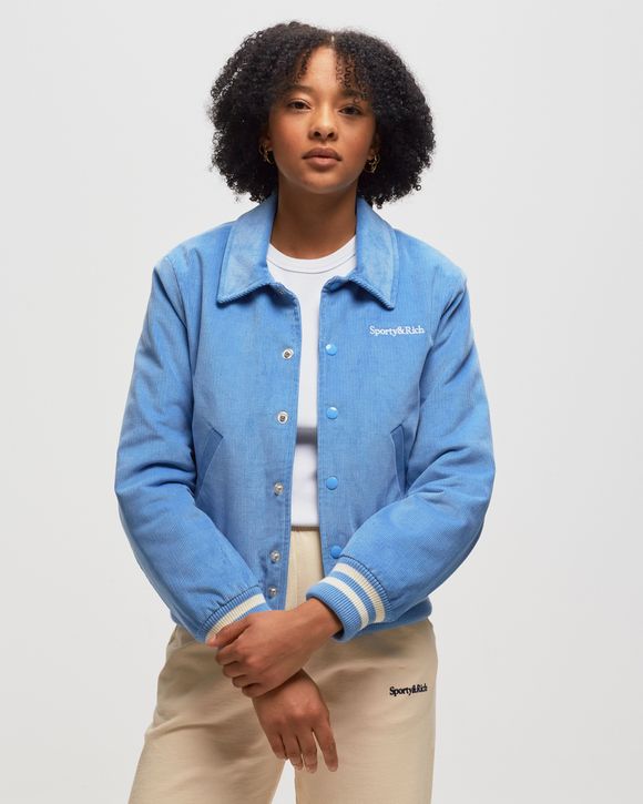 Sporty & Rich Wellness Club Corduroy Varsity Jacket Blue | BSTN Store