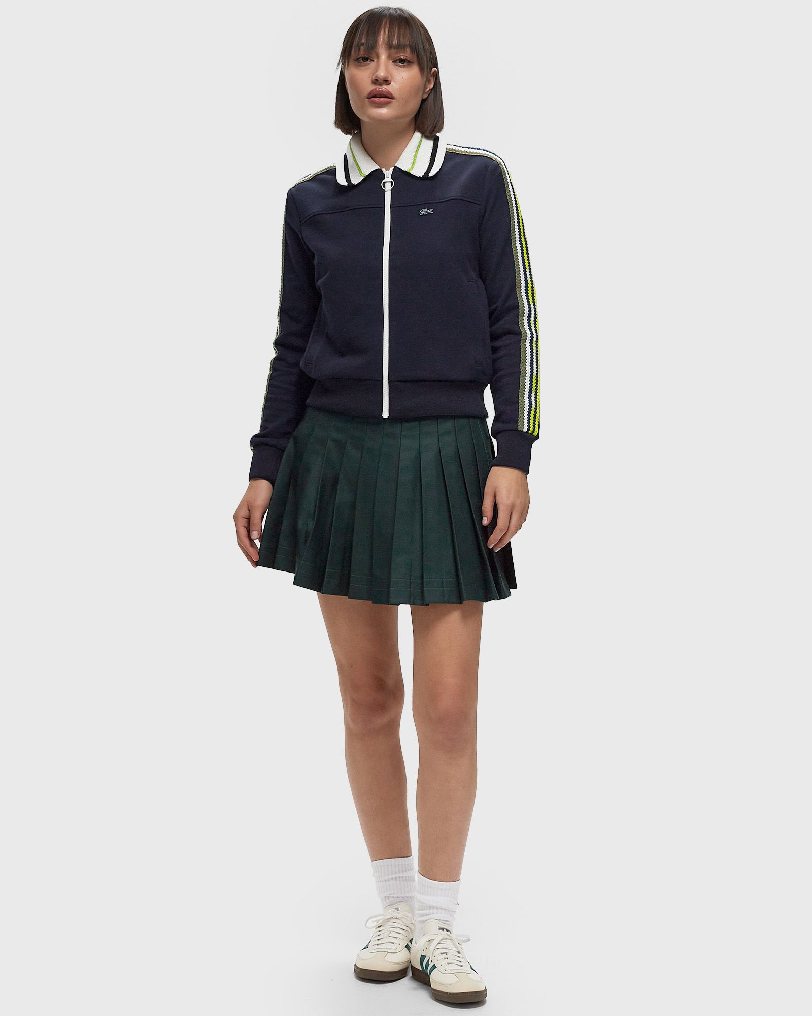 CONTRAST TOPSTICHED PLEATED SKIRT