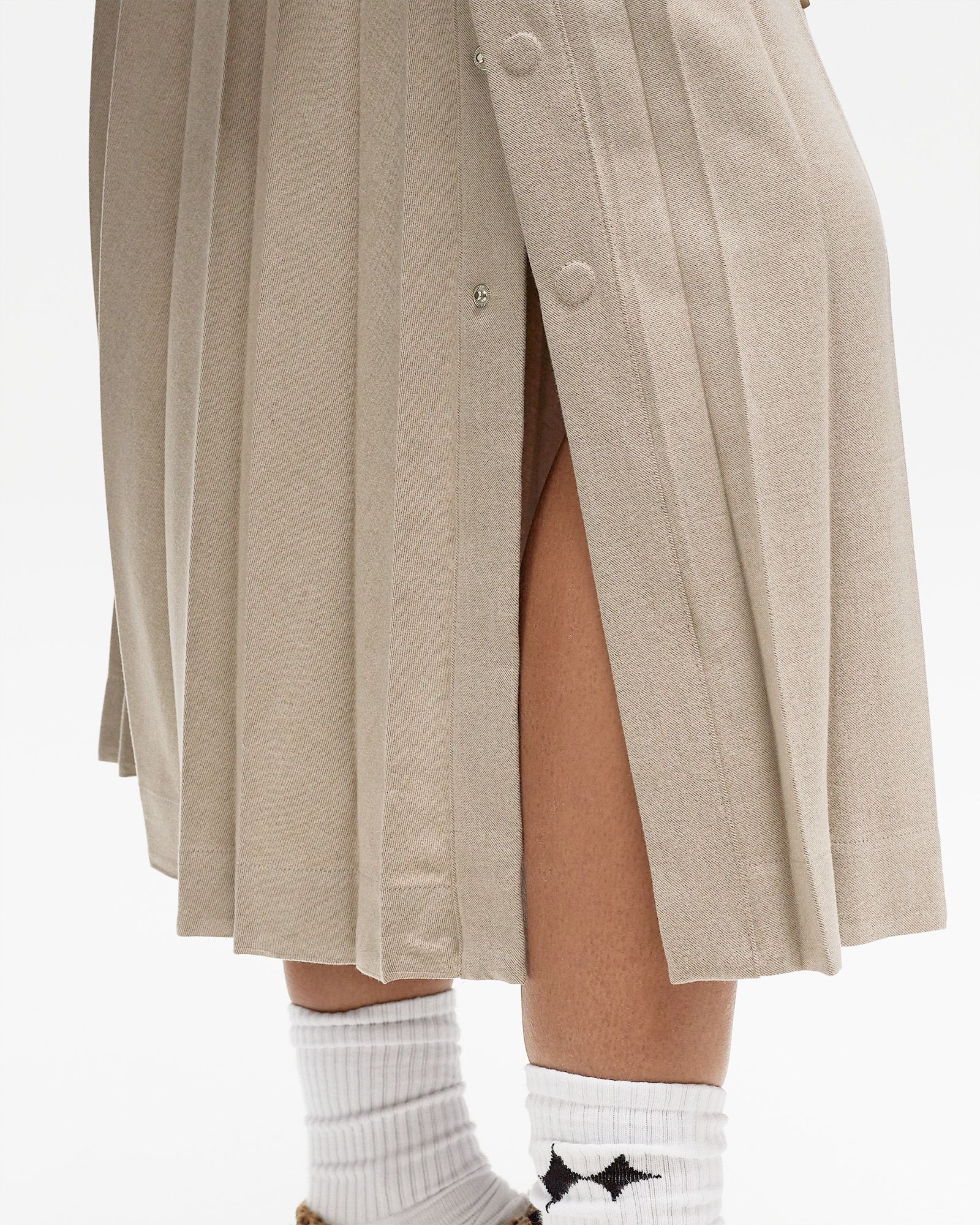 LOGO PLEATED FLANNEL SKIRT