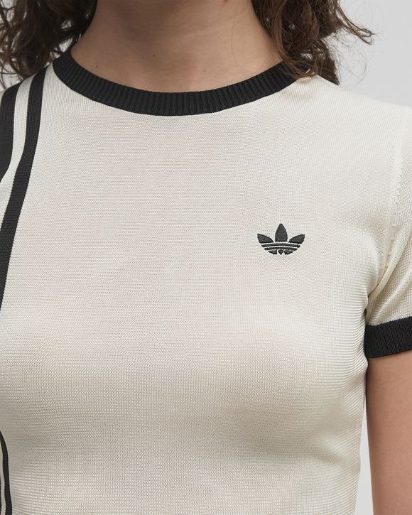 [ADIDAS] KNITTED 3S SHORT TEE ★JJ0961 adidas Originals 3 Stripes Women's Knitted Short T-Shirt