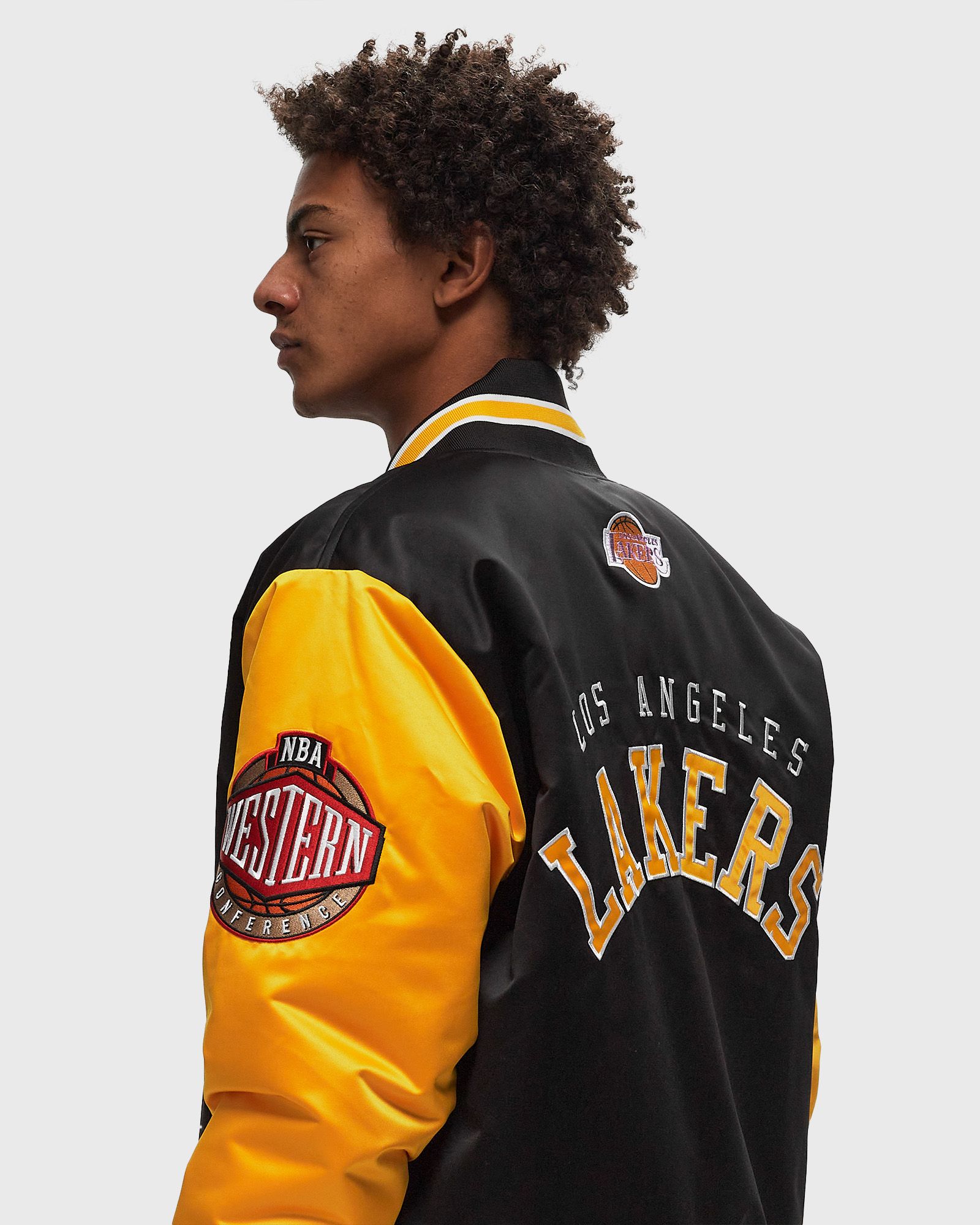 NBA PRIMETIME HEAVYWEIGHT SATIN JACKET VINTAGE LOGO LOS ANGELES LAKERS