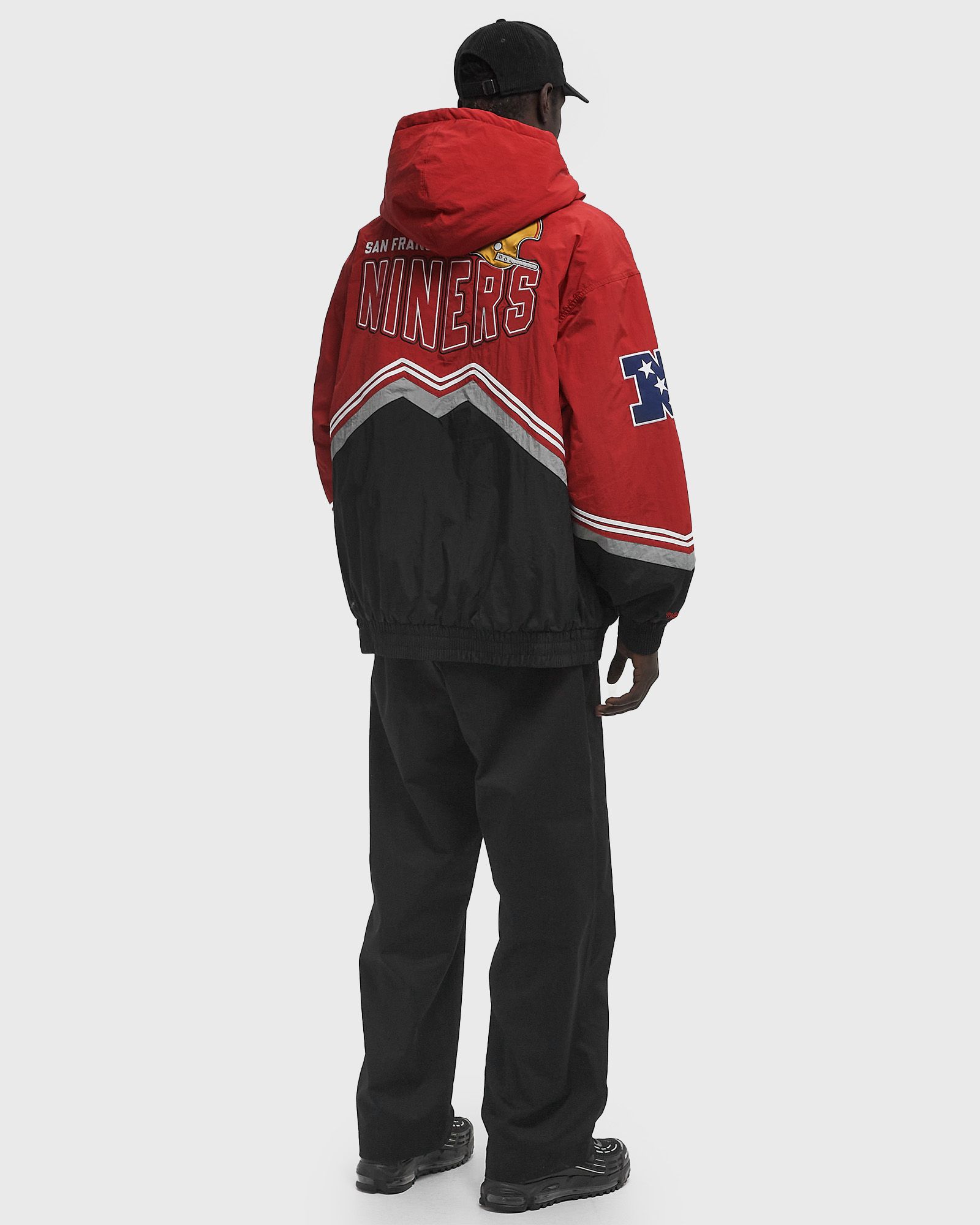 MIRAGE 49ERS 中綿 フードジャケット ブラック M 90's San Francisco 49ers Mirage NFL Bomber Jacket Size Large