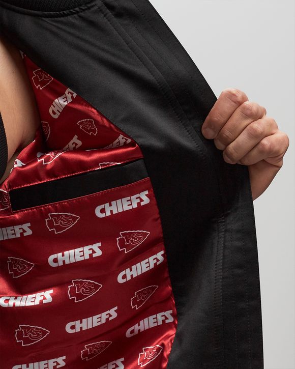 NFL TEAM LEADER SATIN BOMBER VINTAGE LOGO KANSAS CITY CHIEFS