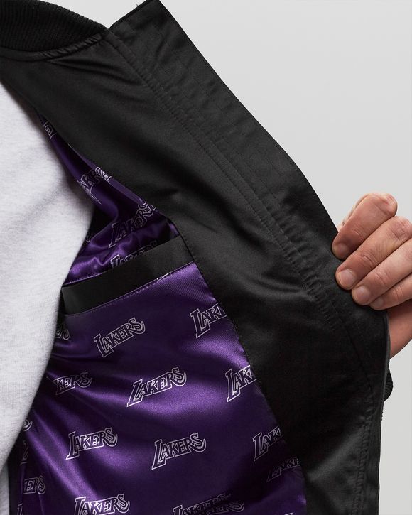 NBA TEAM LEADER SATIN BOMBER VINTAGE LOGO LOS ANGELES LAKERS