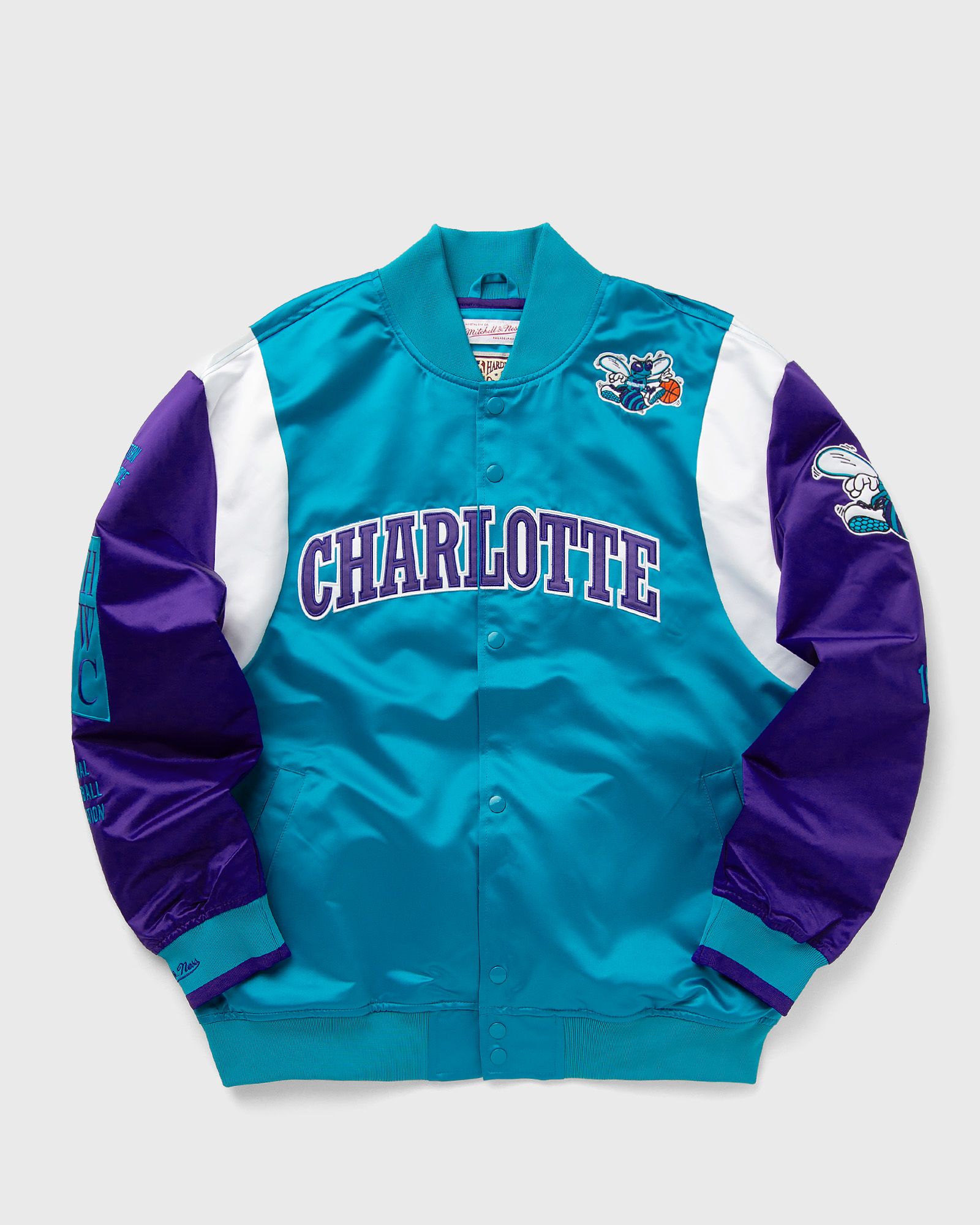 NBA TEAM ORIGINS SATIN JACKET VINTAGE LOGO CHARLOTTE HORNETS