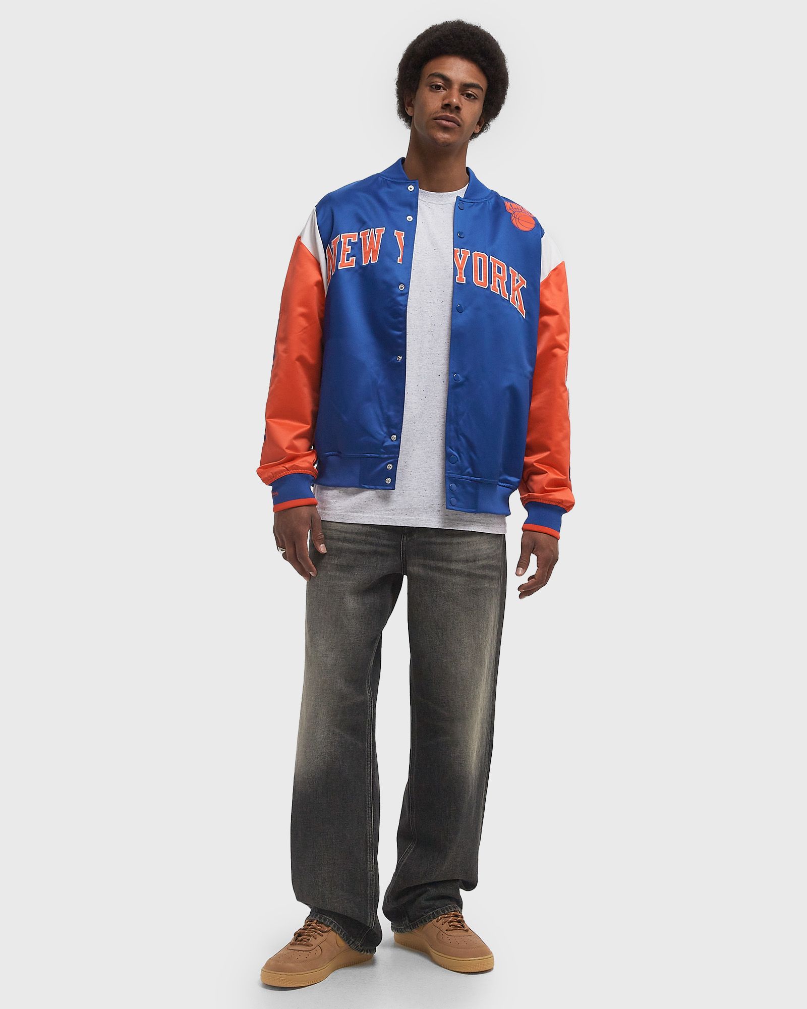 NBA TEAM ORIGINS SATIN JACKET VINTAGE LOGO NEW YORK KNICKS