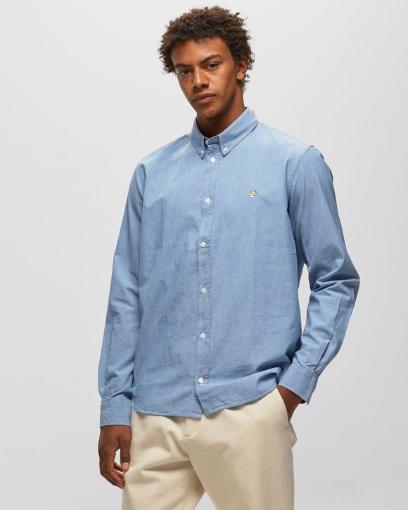 Maison Kitsune FOX HEAD EMBROIDERY CLASSIC SHIRT Blue | BSTN Store