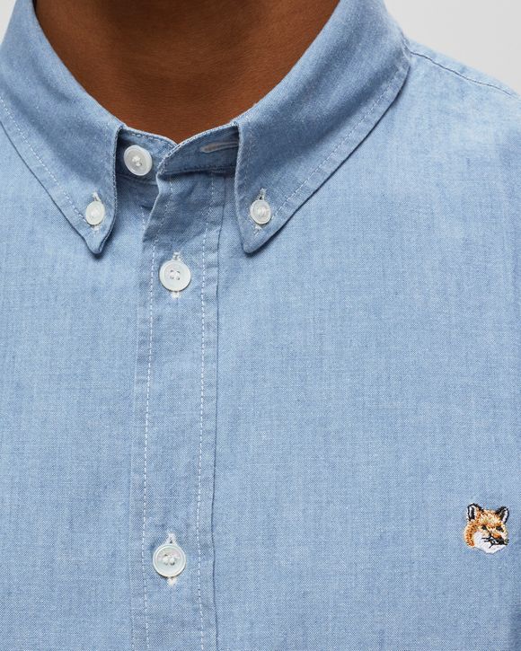 Maison Kitsune FOX HEAD EMBROIDERY CLASSIC SHIRT Blue | BSTN Store