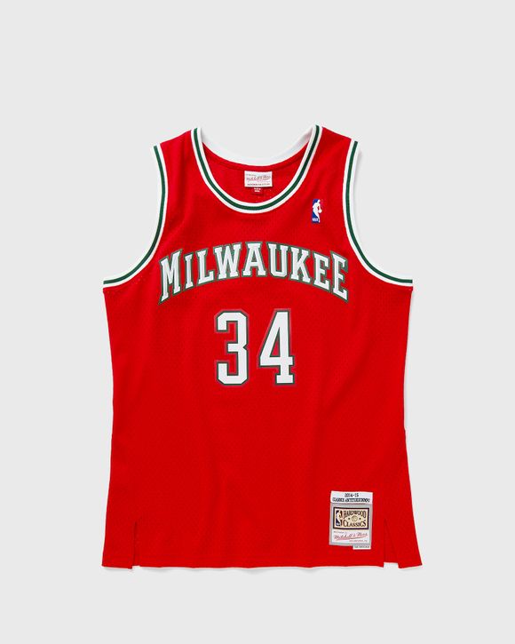 Mitchell Ness NBA JERSEY MILWAUKEE BUCKS ALTERNATE 2014 GIANNIS ANTEOKOUNMPO 34 Red BSTN Store