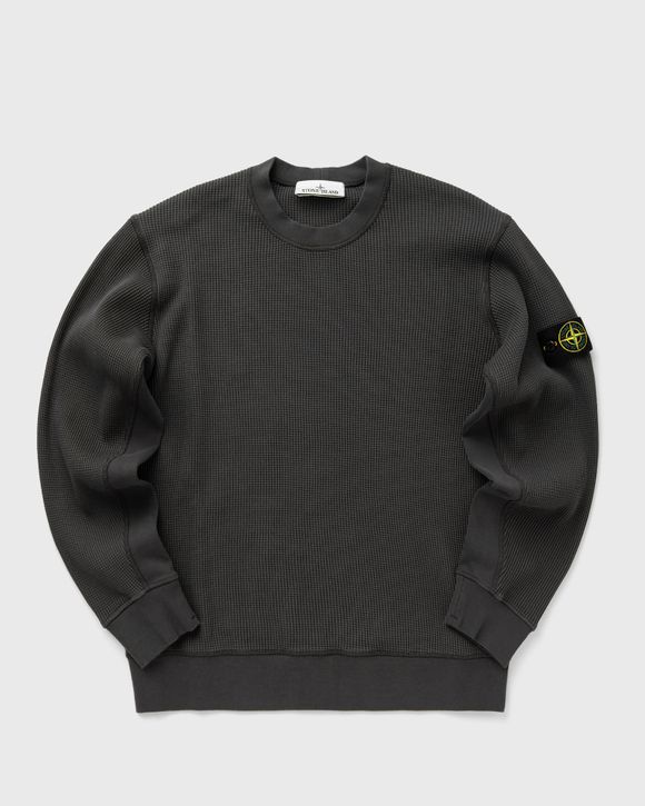 スウェット・トレーナー STONE  Waffle Fleece Crewneck Sweatshirt Black Stone Island Organic Cotton Waffle Fleece Sweatshirt Black