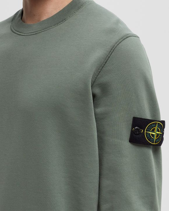 STONE ｜ (Organic Cotton Fleece Sweatshirt (K1S15 Stone Island ORGANIC COTTON FLEECE CREWNECK SWEATSHIRT Green