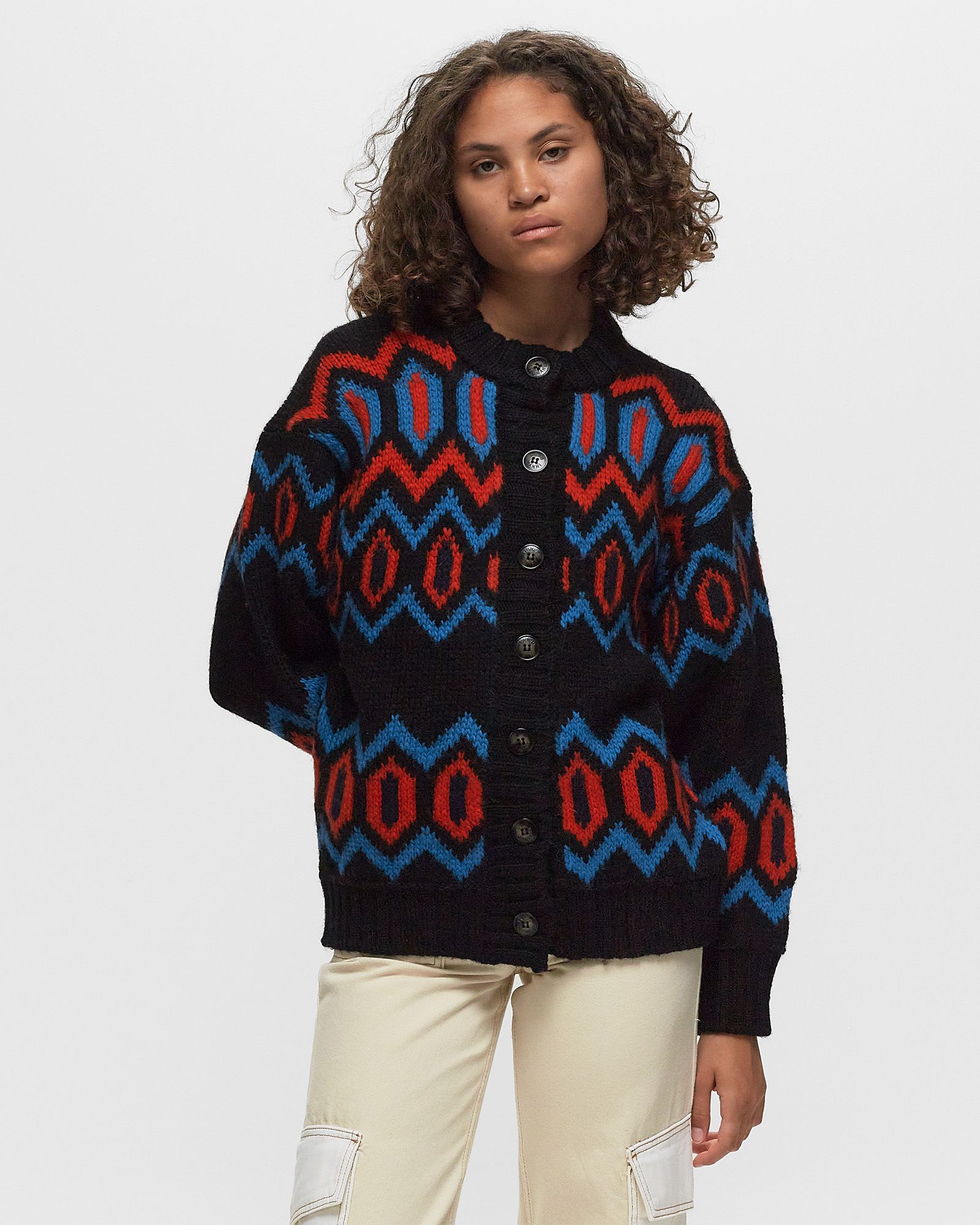 Chunky Graphic Wool Cardigan