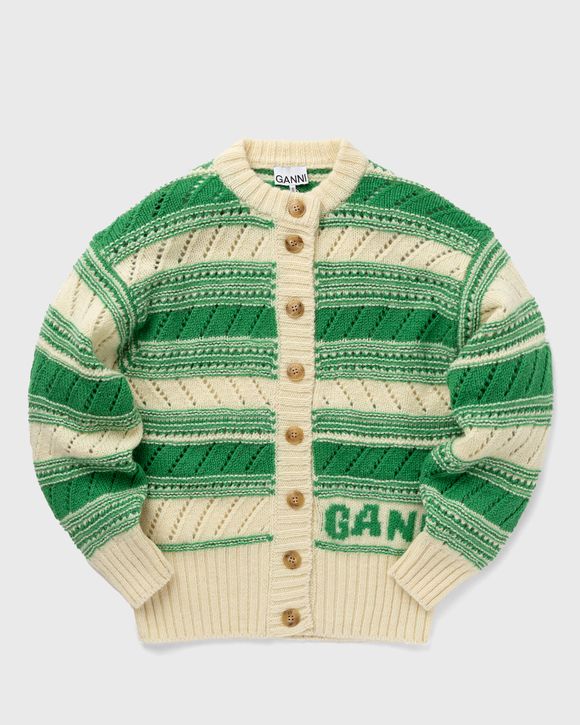 Ganni Organic Wool Cardigan - Striped