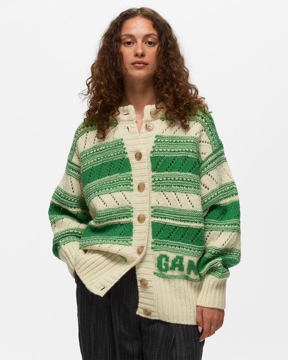 Ganni hand knit wool striped clearance pullover