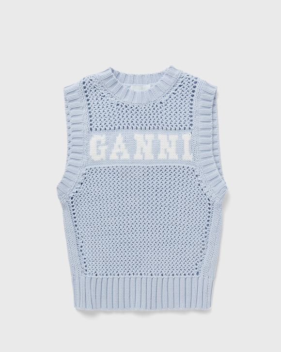 Ganni Cotton Rope Vest Blue - POWDER BLUE