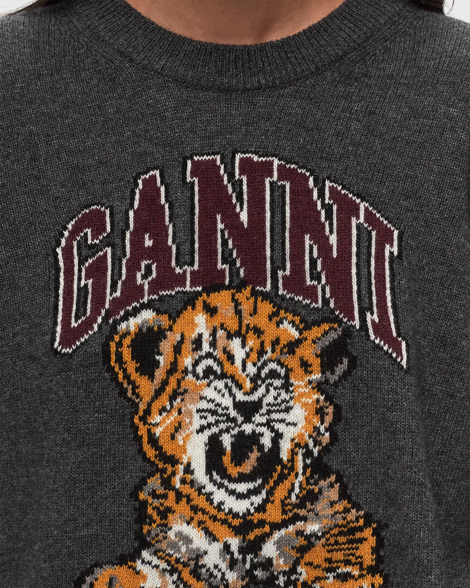 Graphic Wool Mix Tiger Crewneck