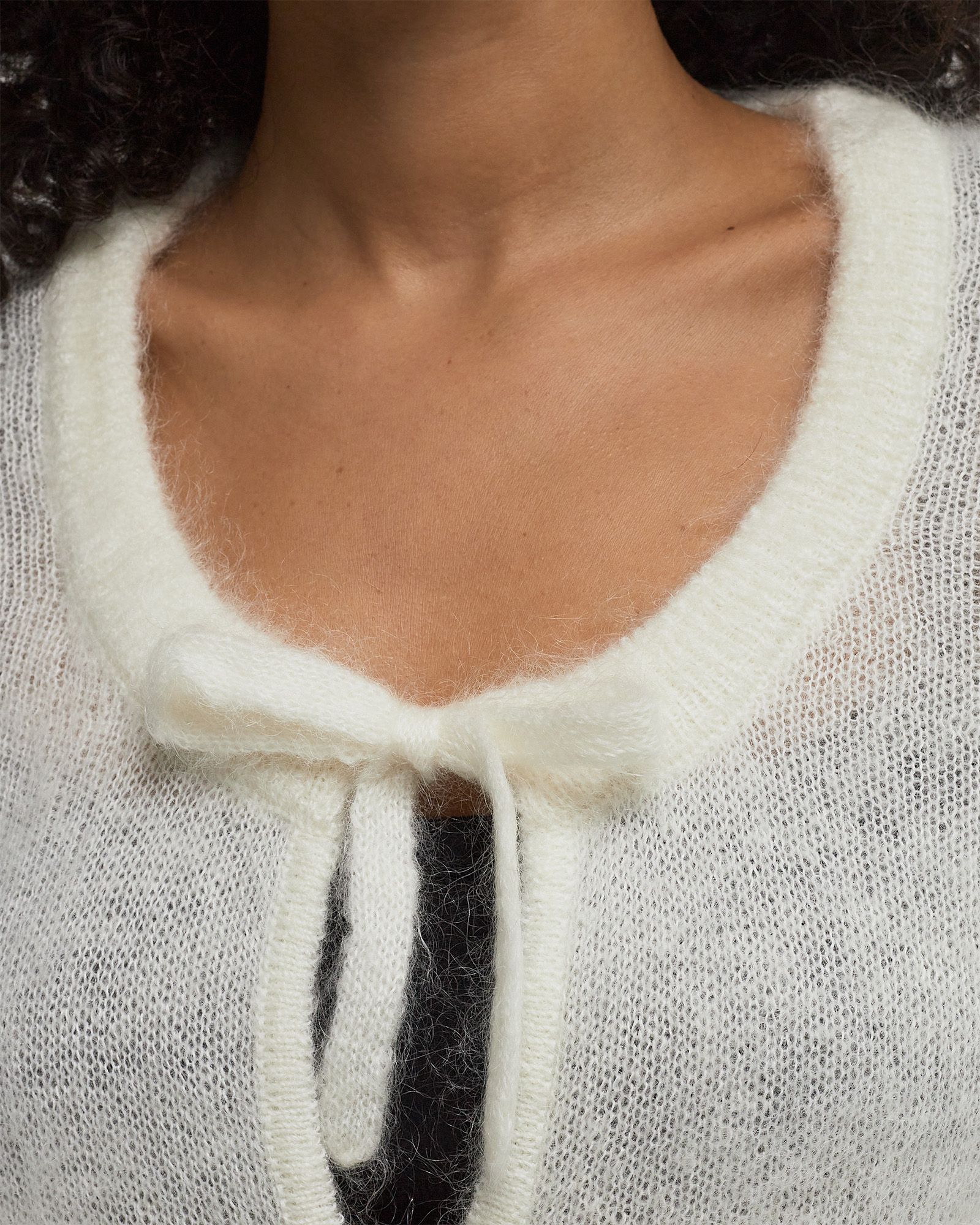 Light Mohair Tie String Cardigan