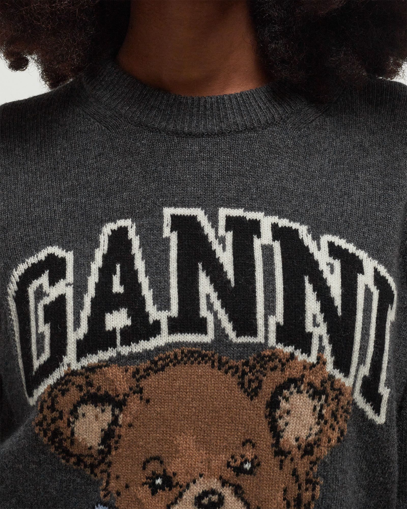 Graphic Wool Mix Bear Crewneck