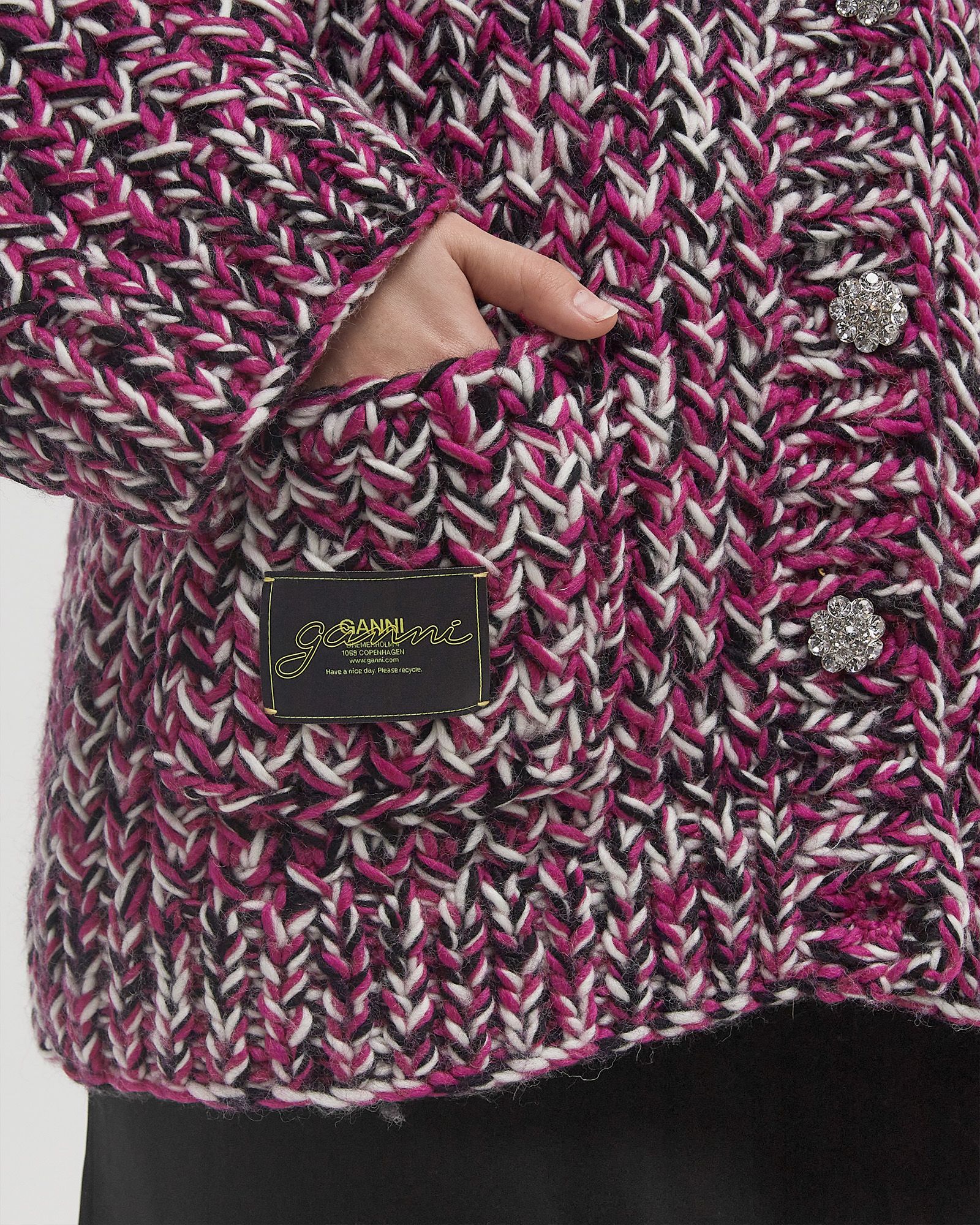 Graphic Wool Handknit Cardigan