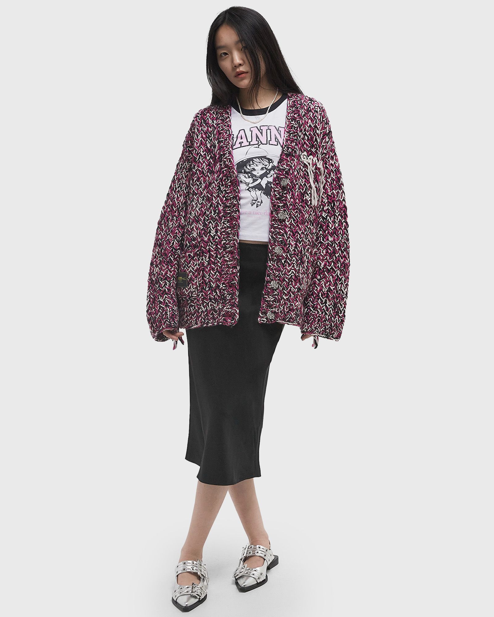 Graphic Wool Handknit Cardigan