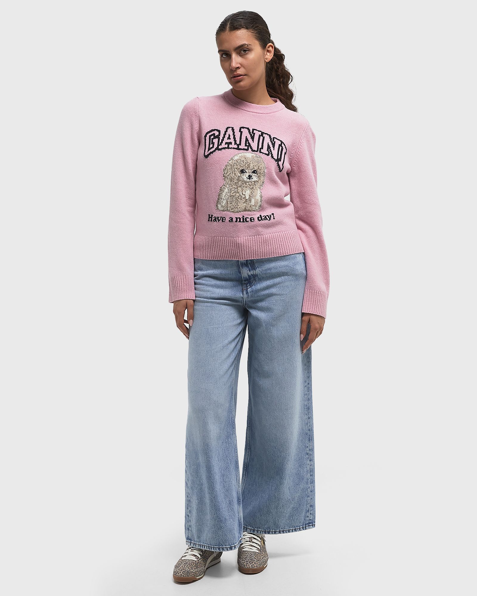 Graphic Wool Mix Poodle Crewneck