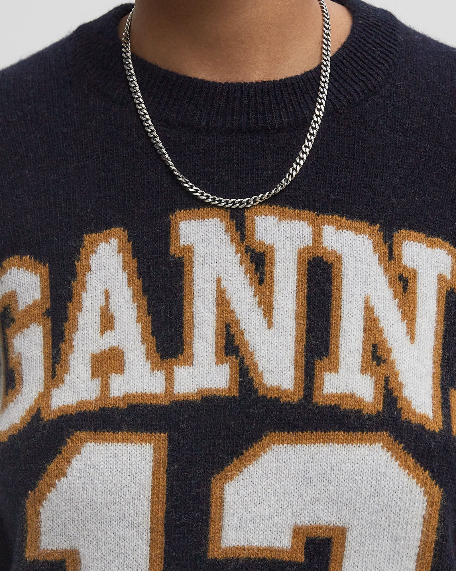 Graphic Wool Mix Baseball Crewneck