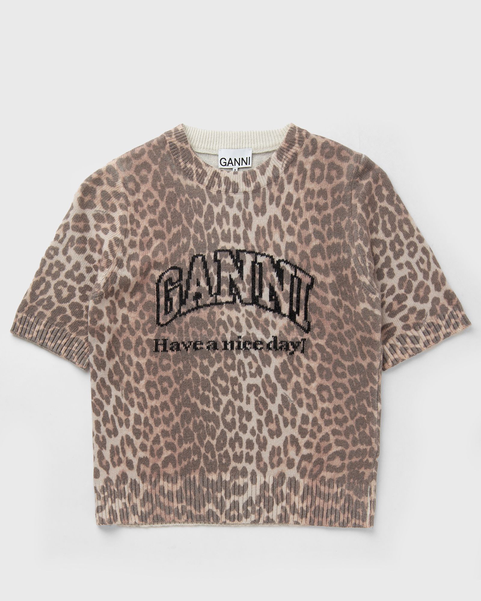 Graphic Wool Mix Printed Leopard Tee