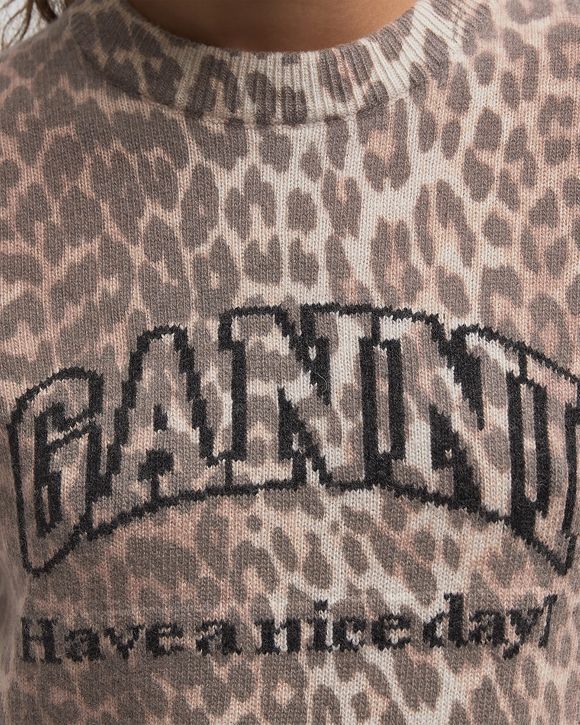 Tシャツ・カットソー GANNI Graphic Wool Mix Printed Leopard T-Shirt GANNI GANNI Graphic Wool Mix Printed Leopard T-Shirt