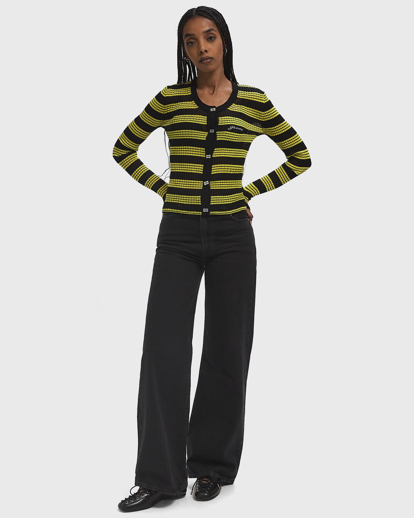 Sheer Cotton Rib Knit Cardigan