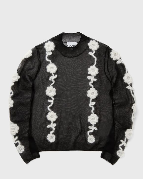 Sheer Flower Crochet Applique Top