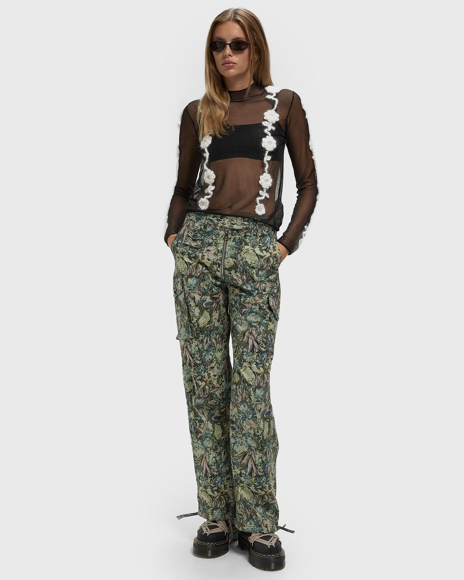 Sheer Flower Crochet Applique Top