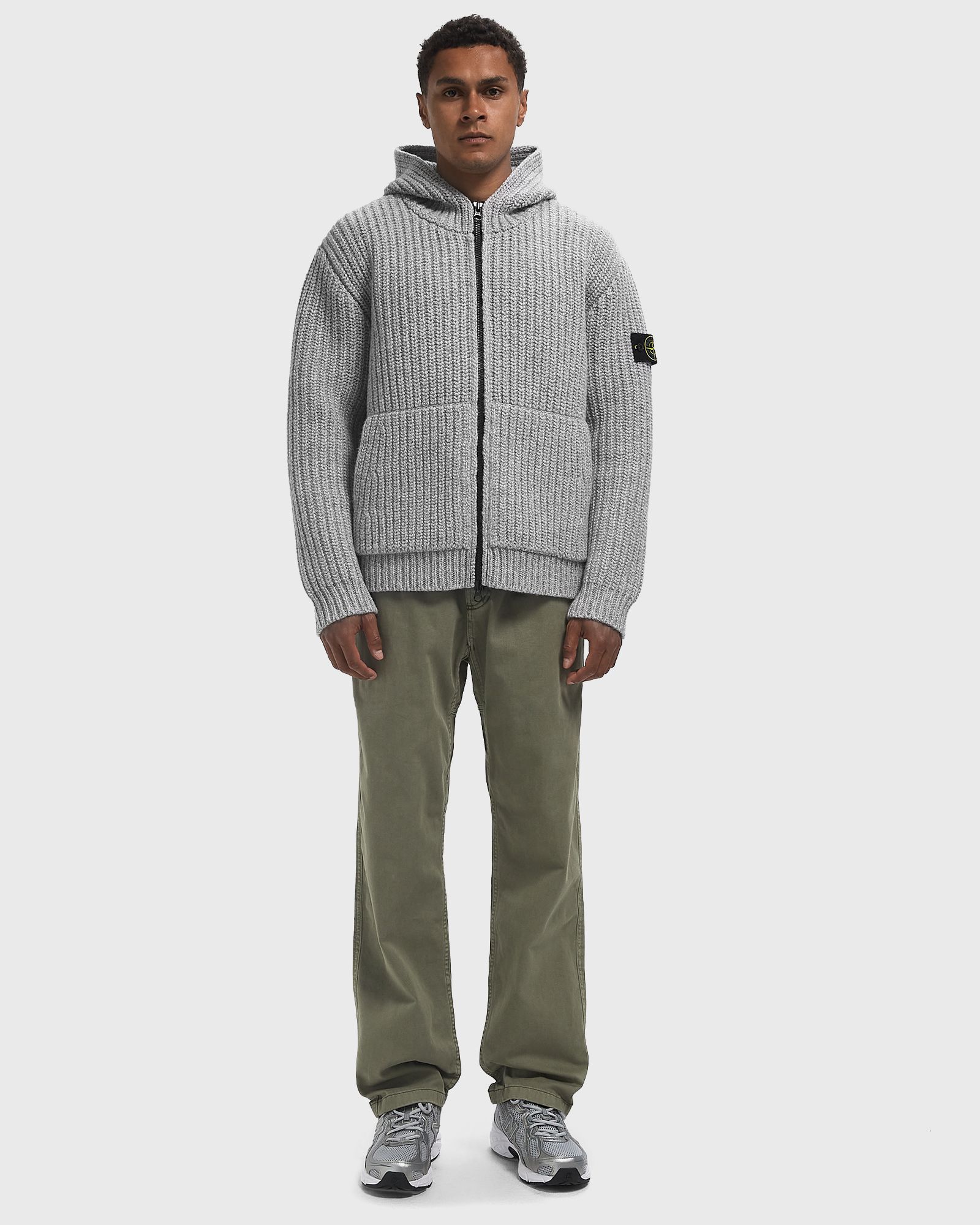 【送料&関税込】Stone  Long-sleeved Knitted Hoodie Stone Island ZIP KNIT HOODIE Grey | BSTN Store