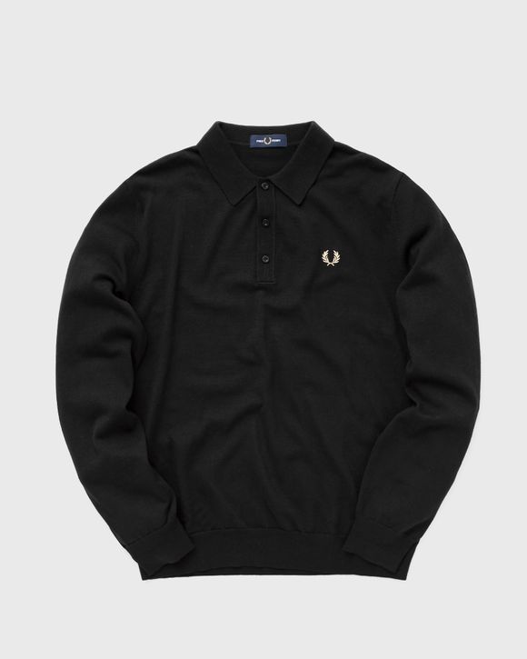 Fred Perry Classic Knitted Shirt LS Black - BLACK